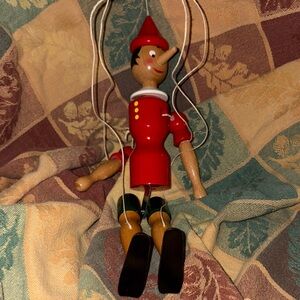 Red Wooden Marionette Puppet Pinocchio